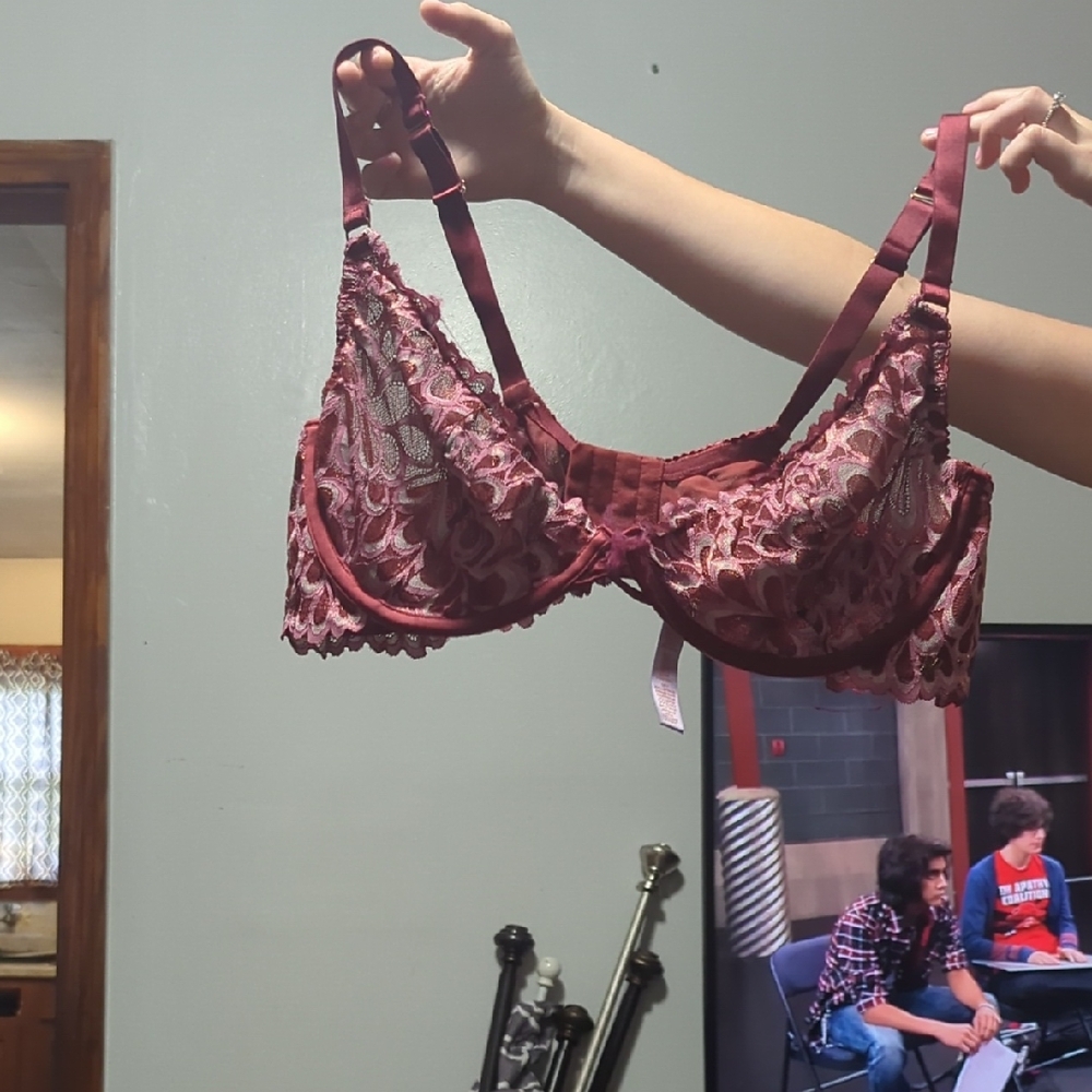 Savage X Fenty Lace Underwire Bra - Burgundy